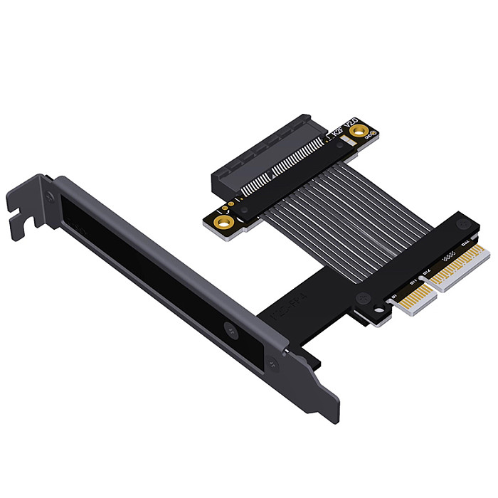 (ADT-Link) PCIe 5.0 x4 High-Speed Flex Cable for Network Cards, Hard Drives and USB Cards with Bracket  K22SF-BK K22SF-F2