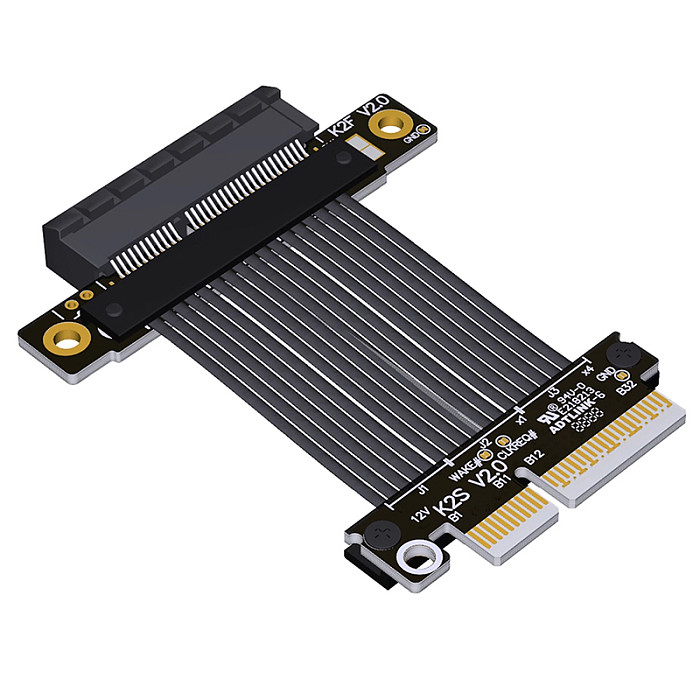 (ADT-Link) PCIe 5.0 x4 High-Speed Flex Cable for Network Cards, Hard Drives and USB Cards with Bracket  K22SF-BK K22SF-F2
