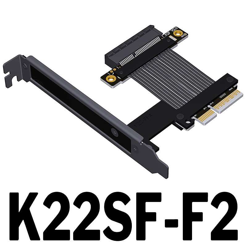 (ADT-Link) PCIe 5.0 x4 High-Speed Flex Cable for Network Cards, Hard Drives and USB Cards with Bracket  K22SF-BK K22SF-F2