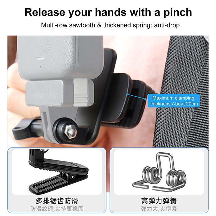 for DJI Nano 360° Angle Adjustable Hat Clip for Horizontal/Vertical Shooting - Simple Clip - Plastic