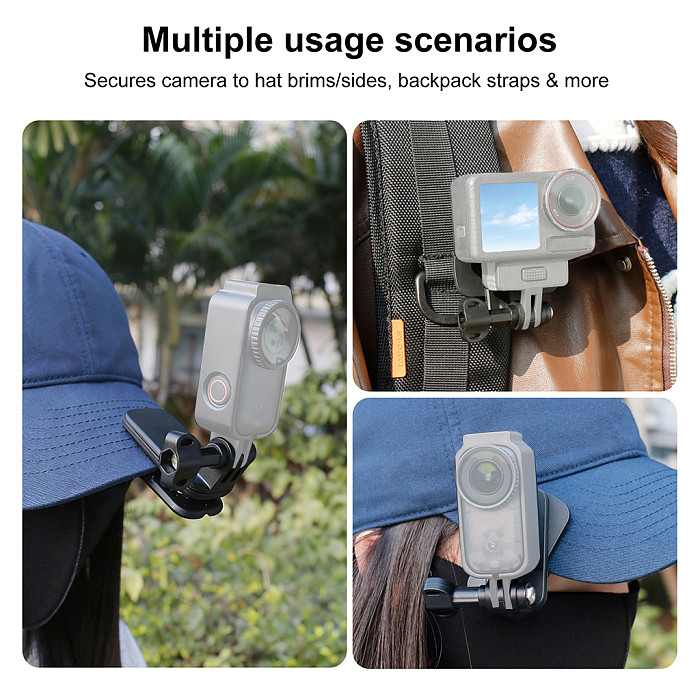 for DJI Nano 360° Angle Adjustable Hat Clip for Horizontal/Vertical Shooting - Simple Clip - Plastic