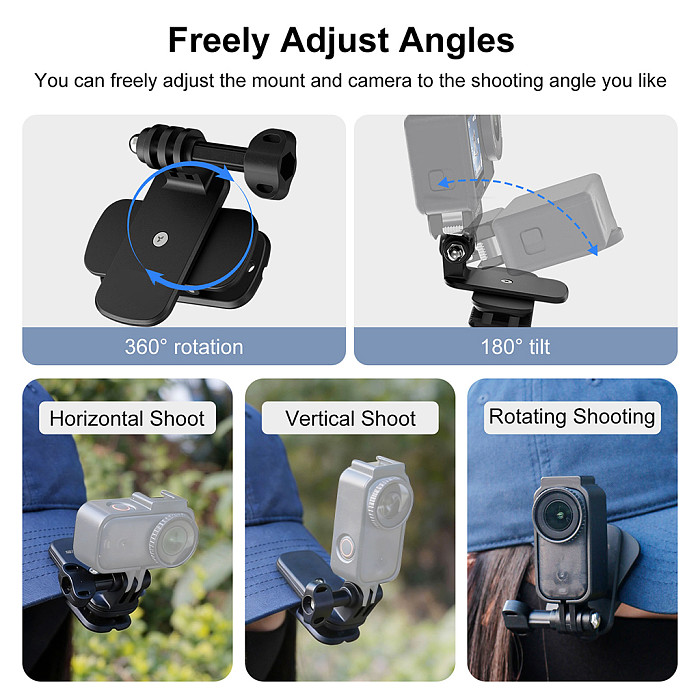 for DJI Nano 360° Angle Adjustable Hat Clip for Horizontal/Vertical Shooting - Simple Clip - Plastic