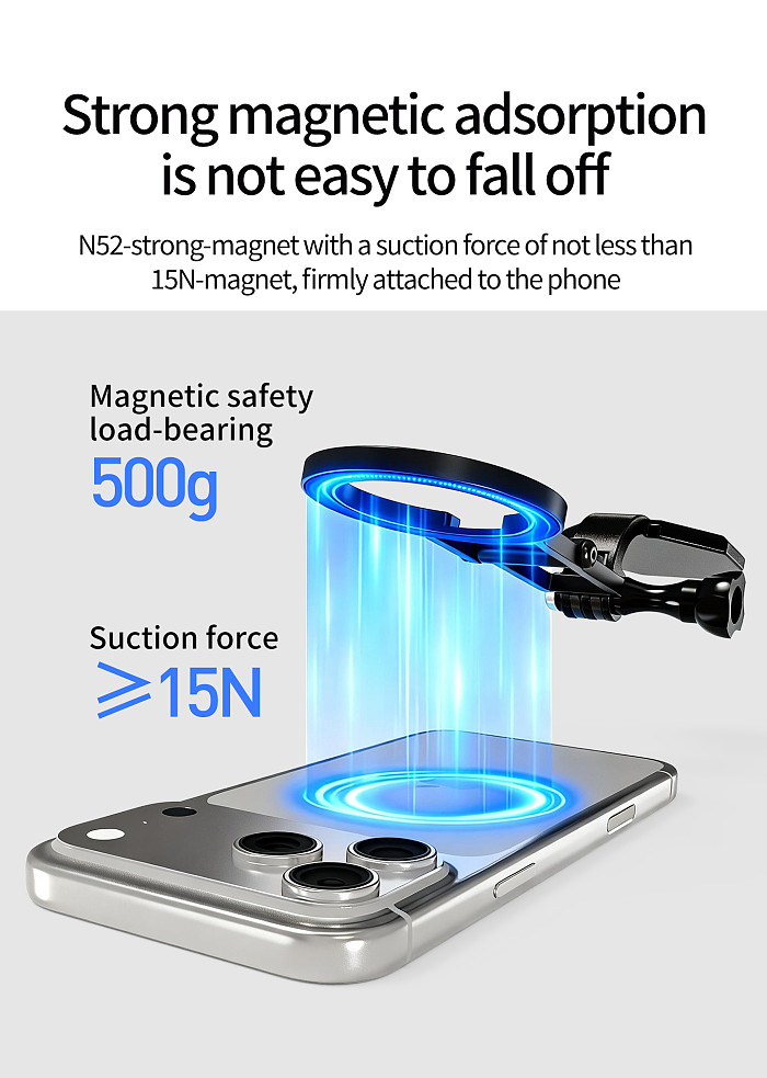 XT-XINTE Aluminum Alloy Magnetic Mount for Vertical & Horizontal Shooting Compatible with Magsafe Phone Neck Hanging Bracket for First-Person View Chest Shooting