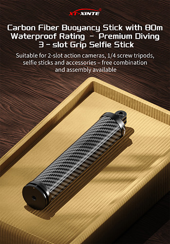 XT-XINTE Carbon Fiber Floating Grip Underwater Floating Handle for DJI/GoPro/Insta360 Action Camera with Dual-Slot Adapter