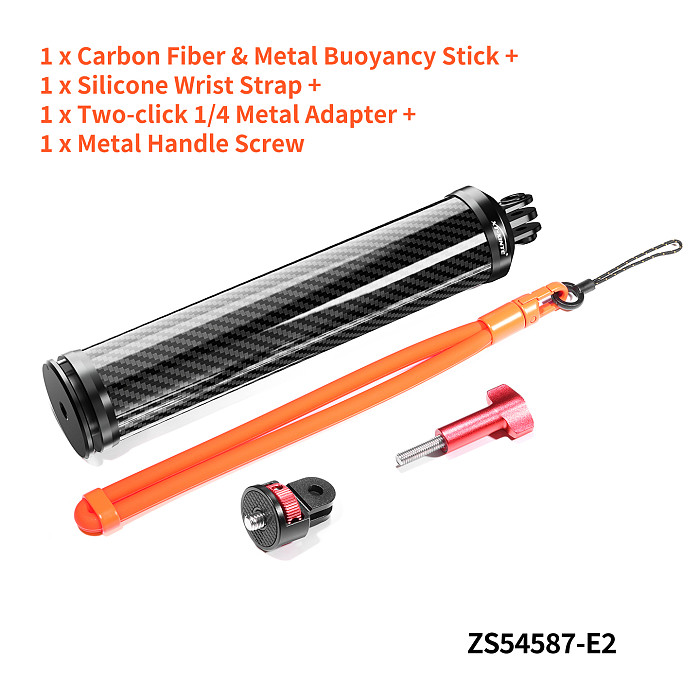 XT-XINTE Carbon Fiber Floating Grip Underwater Floating Handle for DJI/GoPro/Insta360 Action Camera with Dual-Slot Adapter