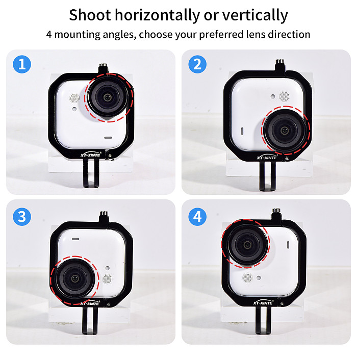 XT-XINTE Aluminum Alloy Camera Cage For Insta360 GO Ultra Thumb Camera First‑Person View Charging Dock for Horizontal & Vertical Shooting