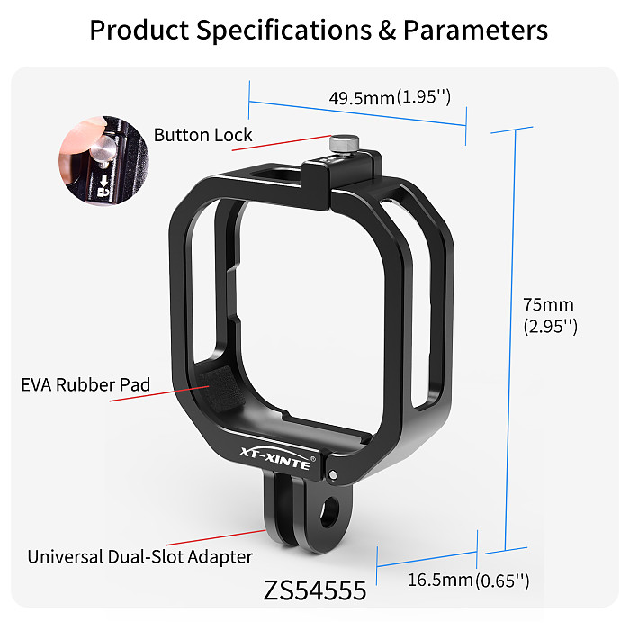 XT-XINTE Aluminum Alloy Camera Cage For Insta360 GO Ultra Thumb Camera First‑Person View Charging Dock for Horizontal & Vertical Shooting