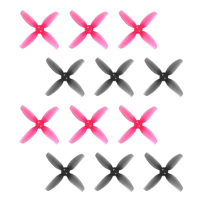 HQProp T3X3X4GR 4-Blade Props for DJI Avata 2 – Gray/Pink (2CW+2CCW) Durable PC