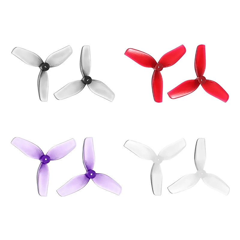 HQProp Ultralight Whoop Prop Propeller 1.4x1.1x3 (35mm) 1mm Shaft – Gray/Red/Purple/Clear (2CW+2CCW) for Tiny Whoop Micro Drone – PC