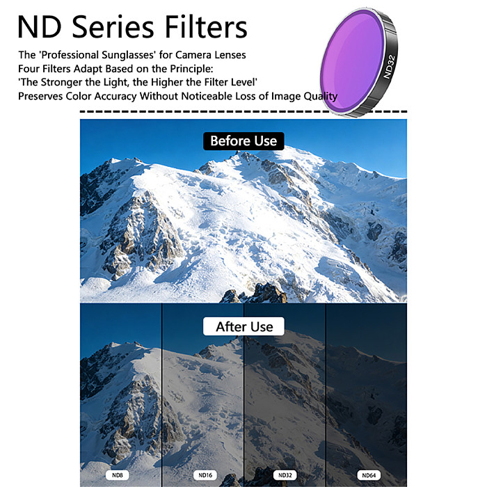 ND32 / ND64 Portrait Soft Focus Filter 82mm for DJI Action 3/4/5 Pro Camera