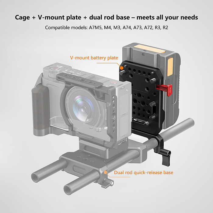 Universal V-Mount Battery Plate L-Shape Quick Release for Sony Canon Camera Black