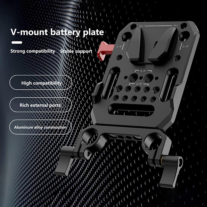 Universal V-Mount Battery Plate L-Shape Quick Release for Sony Canon Camera Black