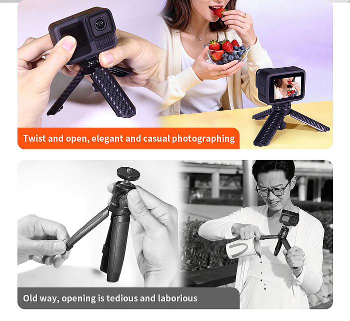 XT-XINTE 360° Ball Head One Click Quick Open Cold Shoe Magnetic Tripod with 1/4 Screw for GoPro Insta360 POCKET4 DSLR LED Phone Multi Expansion