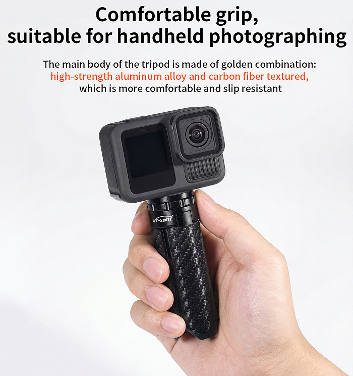 XT-XINTE 360° Ball Head One Click Quick Open Cold Shoe Magnetic Tripod with 1/4 Screw for GoPro Insta360 POCKET4 DSLR LED Phone Multi Expansion