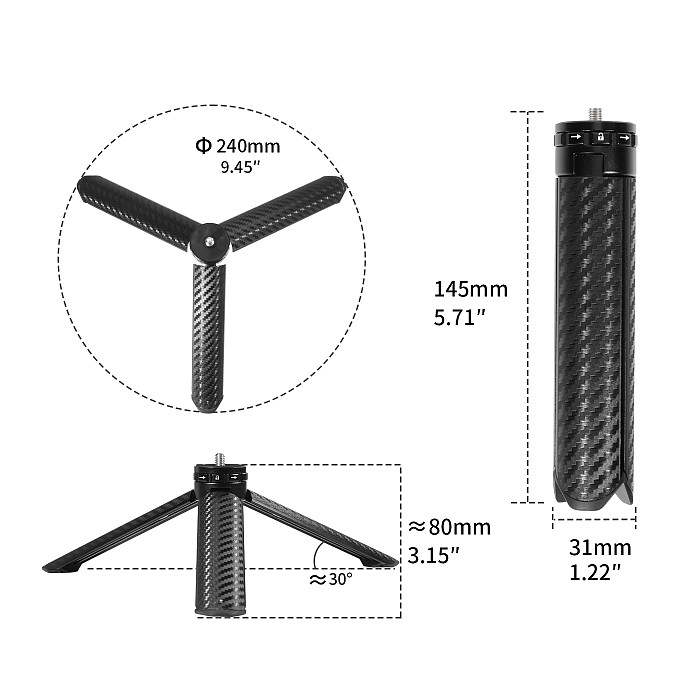XT-XINTE 360° Ball Head One Click Quick Open Cold Shoe Magnetic Tripod with 1/4 Screw for GoPro Insta360 POCKET4 DSLR LED Phone Multi Expansion