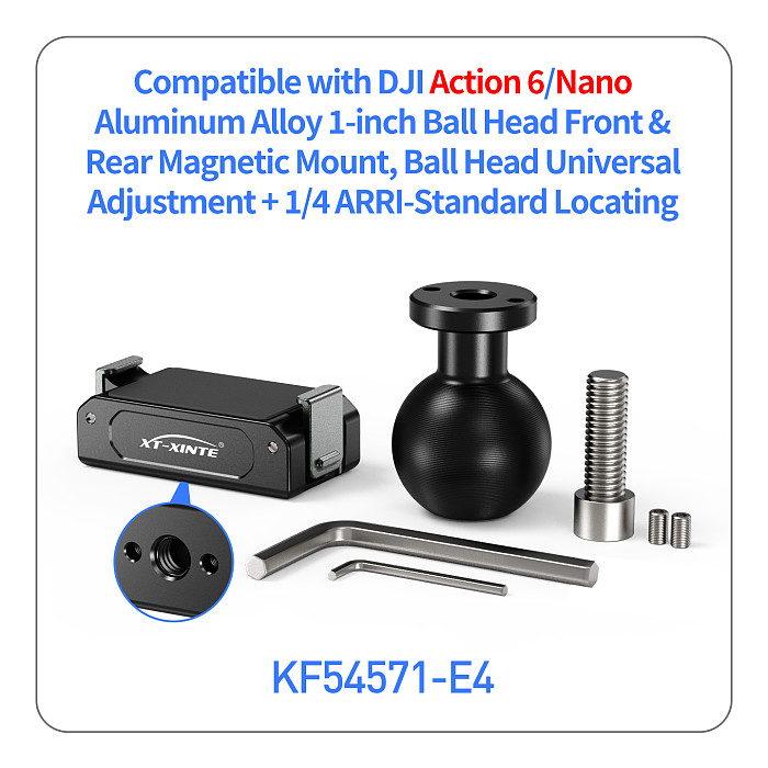 XT-XINTE Aluminum Magnetic Quick Release Mount Magnetic Quick Install Base for DJI Action 6 Osmo Nano Anti Slip Shockproof Tripod Bracket