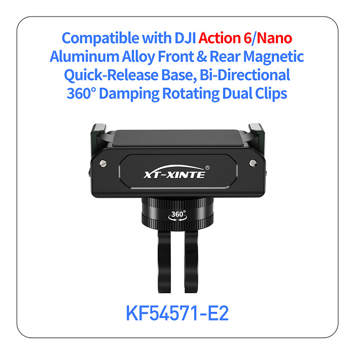XT-XINTE Aluminum Magnetic Quick Release Mount Magnetic Quick Install Base for DJI Action 6 Osmo Nano Anti Slip Shockproof Tripod Bracket
