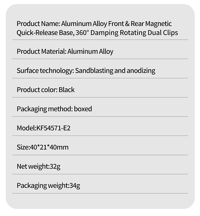 XT-XINTE Aluminum Magnetic Quick Release Mount Magnetic Quick Install Base for DJI Action 6 Osmo Nano Anti Slip Shockproof Tripod Bracket