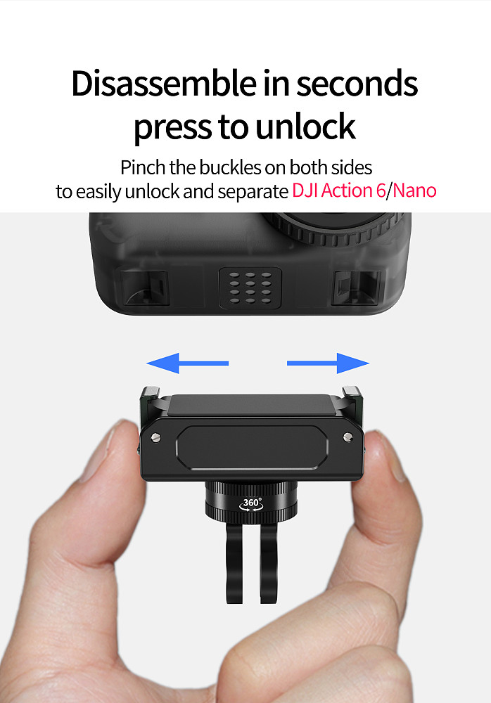 XT-XINTE Aluminum Magnetic Quick Release Mount Magnetic Quick Install Base for DJI Action 6 Osmo Nano Anti Slip Shockproof Tripod Bracket