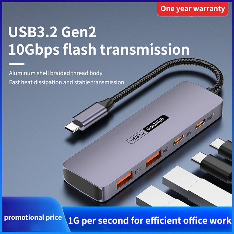 Type-C 10Gbps 4-Port Expansion Splitter Converter USB 3.2 Hub Docking Station 2C2A For laptops tablets mobile phones