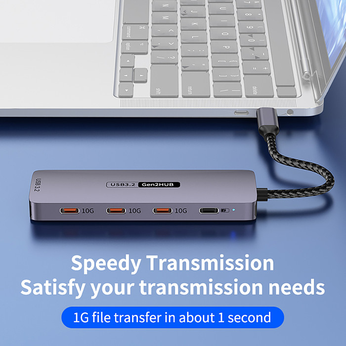Type-C 10Gbps to PD Charging Hub USB 3.2 Extension Dock 5-Port Hub for Laptop, Tablet & Mobile Phone USB 3.2 Hub Docking Station, 4C1A with PD 100W / 10Gbps