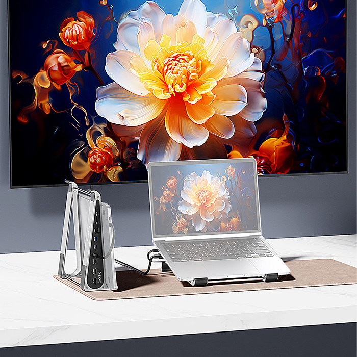 Blueendless Laptop Docking Station Stand Gigabit Ethernet Port USB 3.0 Hub Card Reader HDMI+DP