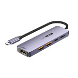 Docking Station Type-C 10Gbps to 4C1A PD Charging Hub USB 3.2 Extension Dock 4K@60Hz 5-in-1 PD140W / 10Gbps