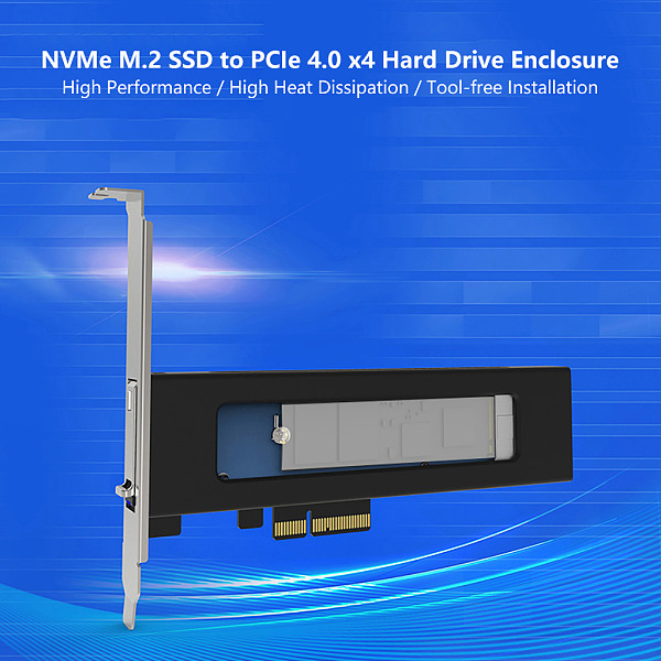 TOOLFREE NVMe M.2 SSD to PCIe 4.0 x4 Hard Drive Expansion Card / Enclosure support NVMe M.2 SSD in size 2230,2242,2260,2280,22110