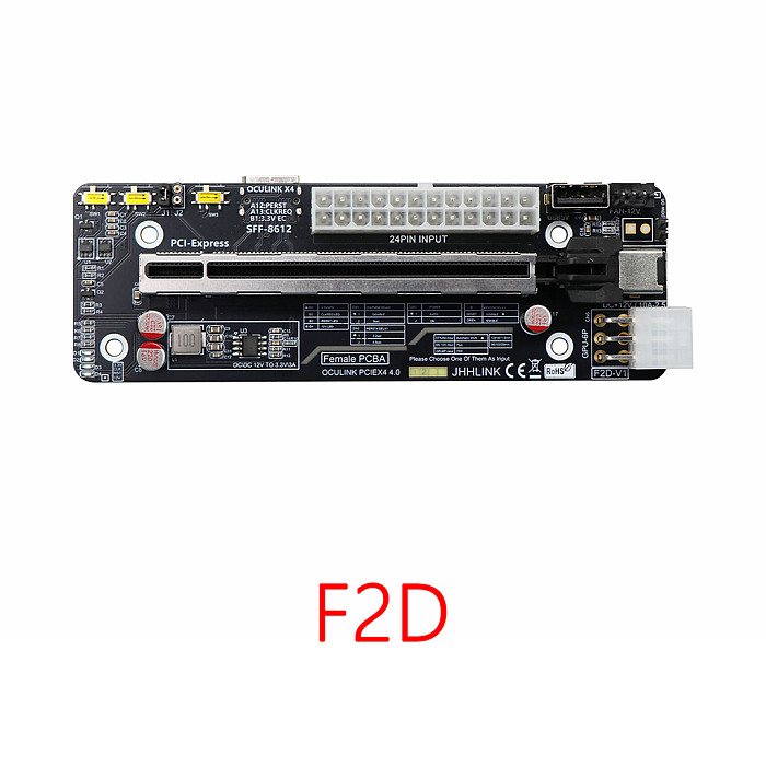 F2D Motherboard OCuLink Graphics Dock Development Board 64G SFF8612 to PCIE External Expansion Board 8611 Adapter Board