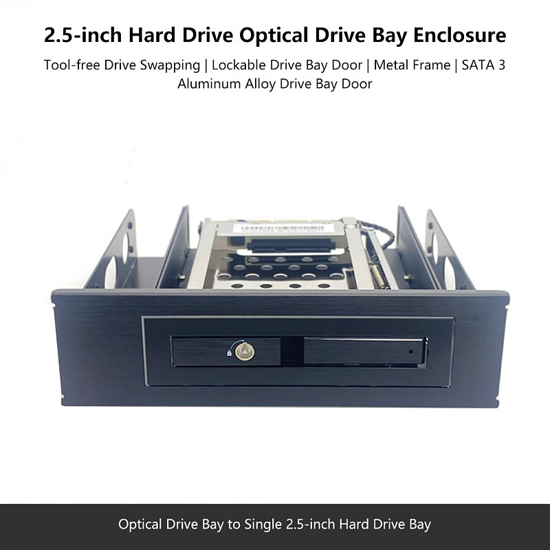 TOOLFREE 2.5  HDD Optical Drive Bay Enclosure Mobile Rack / Hard Drive Caddy