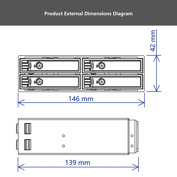 TOOLFREE 4-Bay 2.5  U.2/U.3 PCIe 4.0 64Gbps Optical Drive Bay Hard Drive Enclosure