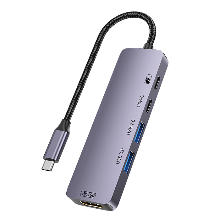 Type-C 5 in 1 Docking Station HDMI 4K@60Hz USB 3.0 Hub Multi-Port Splitter Adapter for Laptop