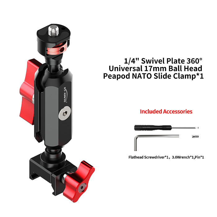 XT-XINTE Aluminum Alloy 1/4 Thread to NATO Slide Rail Clamp Quick Release Mount for DSLR Camera Cage Compatible with DJI RS3 RS4 RS5 Stabilizer