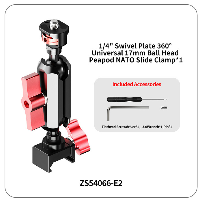 XT-XINTE Aluminum Alloy 1/4 Thread to NATO Slide Rail Clamp Quick Release Mount for DSLR Camera Cage Compatible with DJI RS3 RS4 RS5 Stabilizer