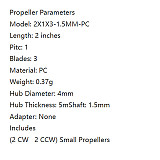 HQProp 2X1X3 PC Propeller 1.5mm Shaft 2inch PC Props for RC Tiny Whoop FPV Drone - Durable Poly Carbonate