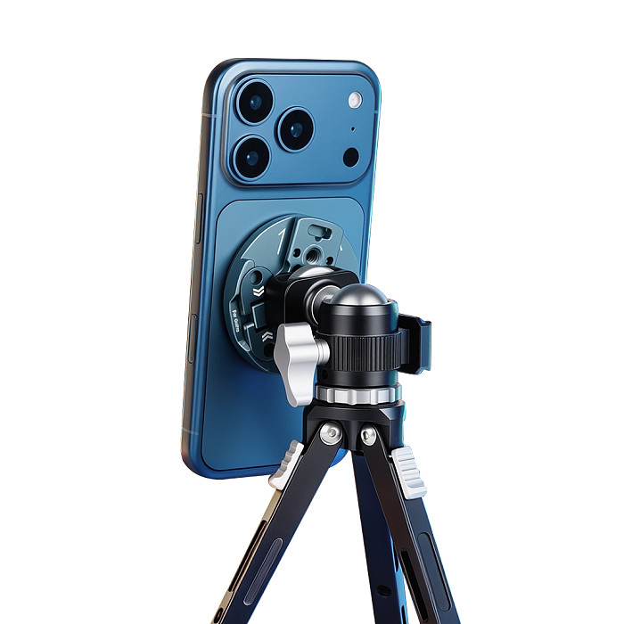 Magnetic Phone Stand Expansion Mount with Action Camera Interface & Cold Shoe Base for MagSafe Mobile Phone Sports Camera
