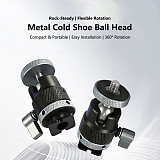360° Rotating Metal Cold Shoe Ball Head Universal Photography Mount for Camera Monitor Phone & Tripod