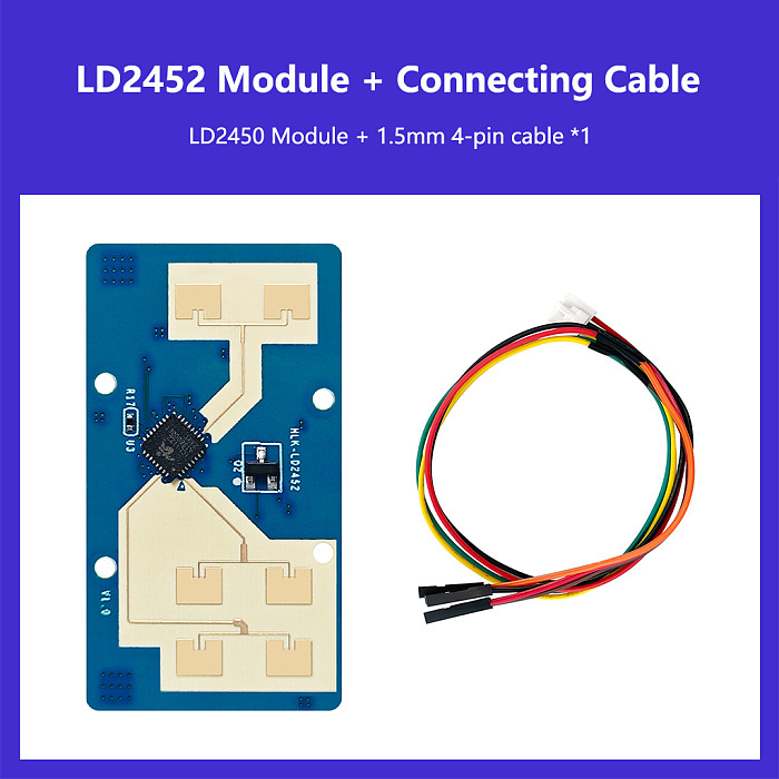 HI-LINK 24G Human Positioning Tracking Radar Module Multi-Target Detection 1 Transmit 2 Receive Wall Mounted LD2452 Module Kit