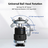 360° Rotating Metal Cold Shoe Ball Head Universal Photography Mount for Camera Monitor Phone & Tripod