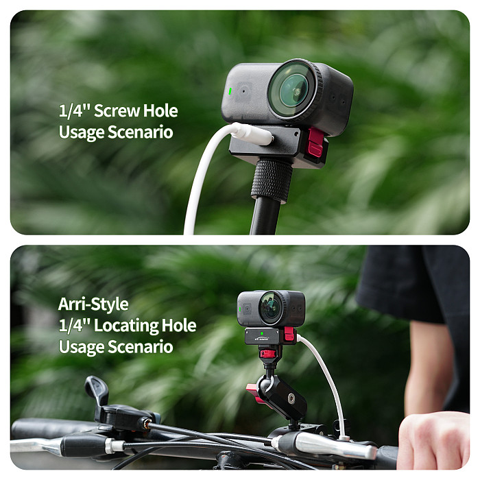 XT-XINTE Dual Magnetic Rechargeable Quick Release Base for DJI Osmo Nano Action Camera Extension Mount for Selfie Stick Tripod Cycling Accessories