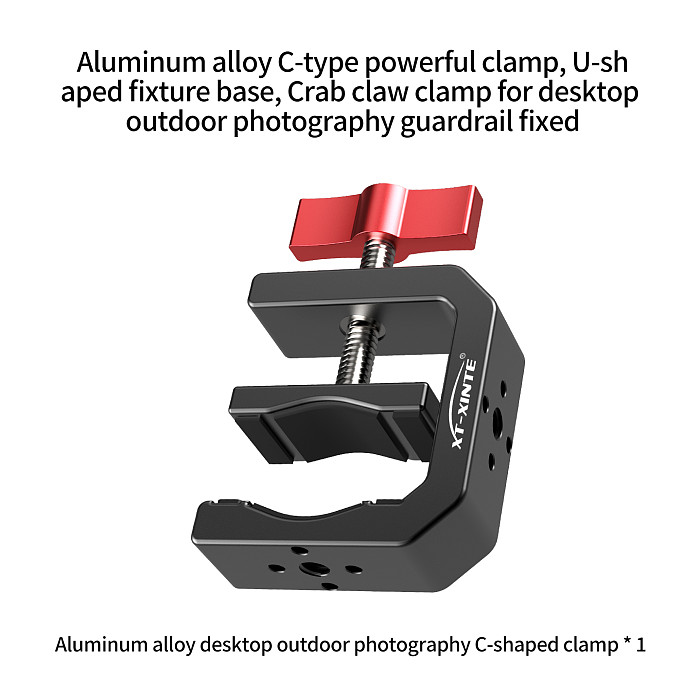 XT-XINTE Aluminum Alloy C-Clamp with 17mm Ball Head Magic Arm Extension Mount Clamp Compatible with GoPro DJI Insta360 Action Camera