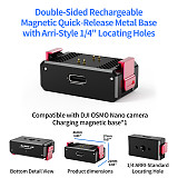 XT-XINTE Dual Magnetic Rechargeable Quick Release Base for DJI Osmo Nano Action Camera Extension Mount for Selfie Stick Tripod Cycling Accessories