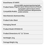 XT-XINTE Aluminum Alloy Magnetic Quick Release Base with 1/4  Interface Compatible with DJI Action 3/4/5 Action Camera OSMO 360 Panoramic Cameras