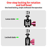 XT-XINTE Aluminum Alloy Ball Head Mount With 3-Slot Adapter Motorcycle Handlebar & Rearview Mirror Action Camera Bracket Extended Connection Mount
