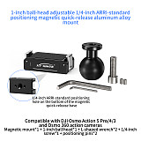 XT-XINTE Aluminum Alloy Magnetic Quick Release Base with 1/4  Interface Compatible with DJI Action 3/4/5 Action Camera OSMO 360 Panoramic Cameras