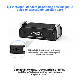 XT-XINTE Aluminum Alloy Magnetic Quick Release Base with 1/4  Interface Compatible with DJI Action 3/4/5 Action Camera OSMO 360 Panoramic Cameras