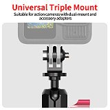 XT-XINTE Aluminum Alloy Ball Head Mount With 3-Slot Adapter Motorcycle Handlebar & Rearview Mirror Action Camera Bracket Extended Connection Mount