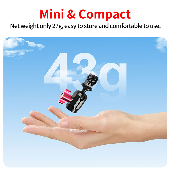 XT-XINTE Aluminum Alloy Ball Head Mount With 3-Slot Adapter Motorcycle Handlebar & Rearview Mirror Action Camera Bracket Extended Connection Mount