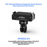 XT-XINTE Aluminum Alloy Magnetic Quick Release Base with 1/4  Interface Compatible with DJI Action 3/4/5 Action Camera OSMO 360 Panoramic Cameras