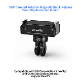 XT-XINTE Aluminum Alloy Magnetic Quick Release Base with 1/4  Interface Compatible with DJI Action 3/4/5 Action Camera OSMO 360 Panoramic Cameras